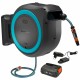 Battery-Powered Wall-Mounted Hose Box PowerRoll XL Set, 35 m hose, turquoise